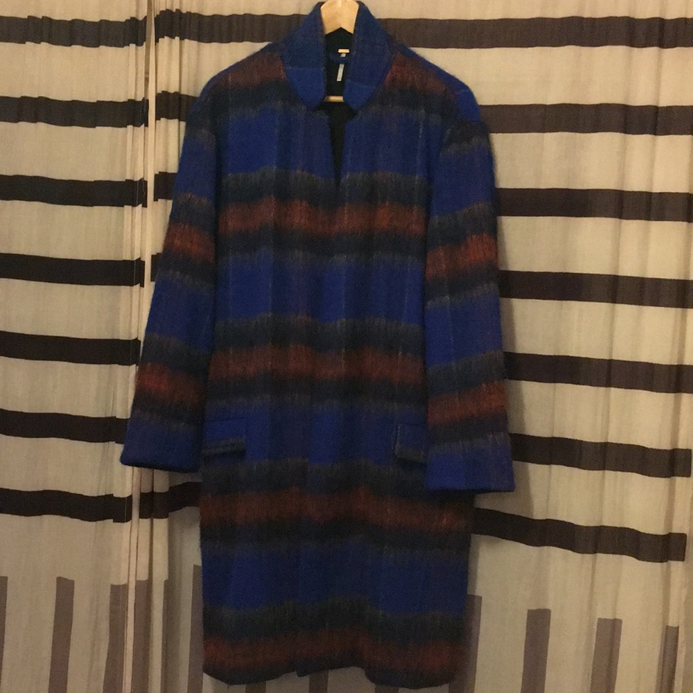 Free People Wool Blend Striped Coat Sz S